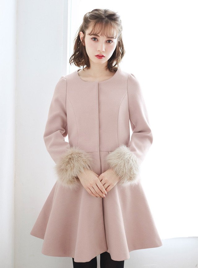 GRL　フィットアンドフレアファードレスコート