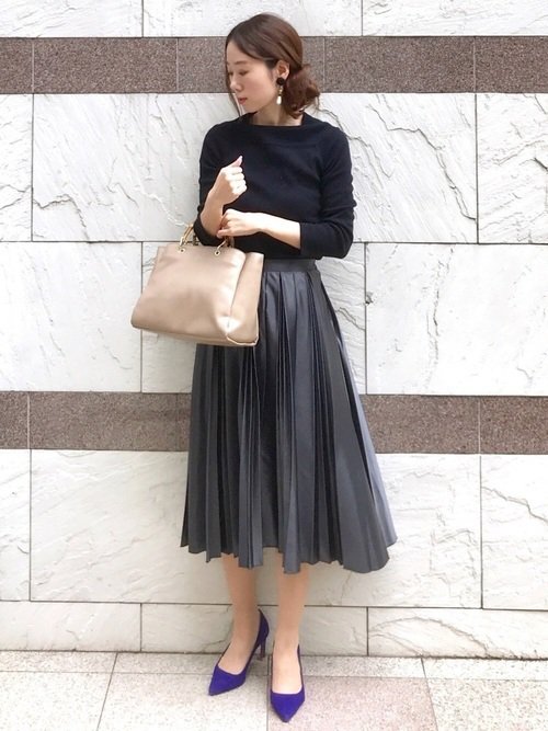 OLファッション◇おすすめコーデ例【4】ニット×プリーツスカート